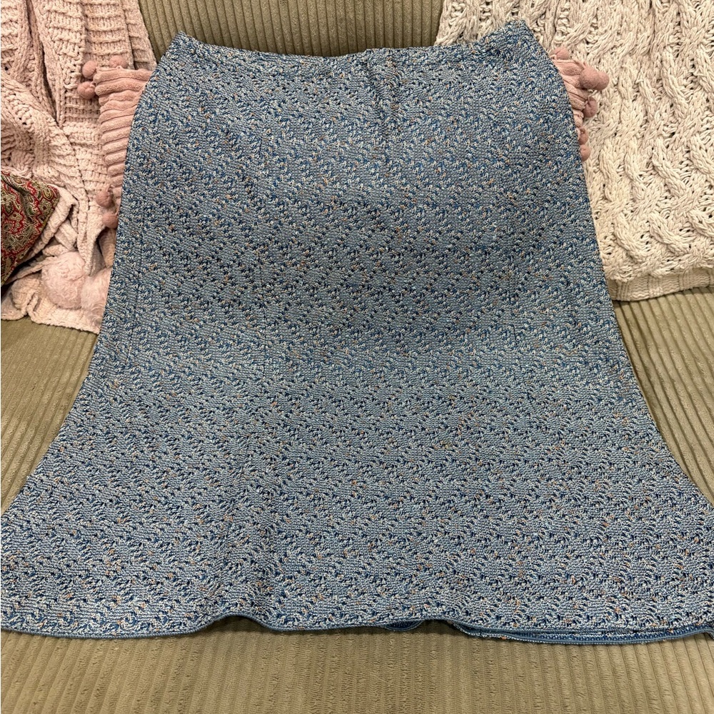 ST JOHN EVENING women’s sparkle blue silver knit dress skirt size 4